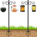 NUERPO Adjustable Shepherd Hooks for Outdoor, 2 Pack 80 Inch 5 Prong Base Bird Two Sided Feeder Poles, Heavy Duty Shepherds Hook, Suitable for Garden in Hanging Flower Basket, Lantern, Bird Nests
