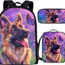 German Shepherd Backpack for School Girls 7th Grade with Lunch Box Dog Bookbag for Kids 8-12/10-12/12-14 Butterfly Middle School Bag Lunchbox Pencil Case Set Children Book Bag Lunch Bag