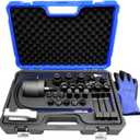 31Pcs Pneumatic Injector Puller Set for Diesel Engines, Air Vibration Fuel Injector Removal Tool Kit with Extractor Hammer, Extension Hose, 23 Adapters and EU US JP Connectors