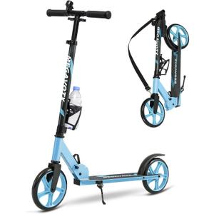 2-Wheel Foldable Kick Scooter for Kids, Teens & Adults Adjustable Handlebar, Smooth ABEC-7 Bearings, LED Wheels Option, Up to 220 lbs Max Load, Outdoor & School Commute Scooter, Gift for Boys&Girls