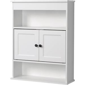 Zenna Home Bathroom Storage Wall Cabinet, Wooden Wall Mounted Storage Organizer, Ideal Medicine Cabinet or Over The Toilet Storage, White, 21.5 inches x 29 inches x 6.88 inches