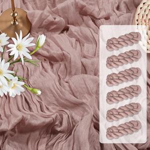 10FT 6 Pack Pink Cheesecloth Table Runner 35x120 inchs Romantic Boho Rustic Gauze Sheer Dusty Pink Cheese Cloth Table Runners for Wedding Bridal Baby Shower Tea Party Birthday Home Decorations