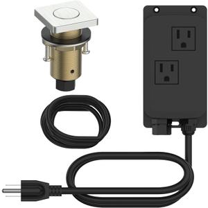KANARY Square Garbage Disposal Air Switch Kit, Sink Top Air Push Brass Button for Waste Disposer, Safe for Wet Hands Food (Brushed Nickel)