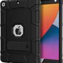 Azzsy Case for iPad 9th Generation/iPad 8th Generation/iPad 7th Generation (10.2 Inch, 2021/2020/2019 Model), Heavy Duty Shockproof Rugged Protective Case for iPad 10.2 inch, Black