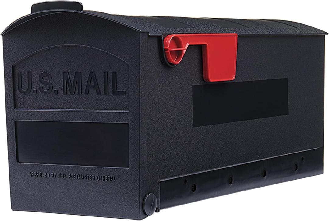 Architectural Mailboxes Patriot Plastic Post Mount Mailbox, Compatibility Code E, GMB505BAM, Black, Medium Capacity