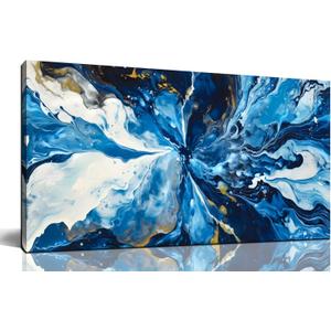 Blue Pictures Wall Decor for Living Room - Abstract Paintings Canvas Wall Art for Bedroom Decor Size 20" x 40"