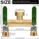 Garden Hose Splitter, 3/4 Rust and Freeze Resistant Outdoor Hose Manifold with 2 Green Extra Long Handles Faucet Adapter-Heavy Duty Brass 2-Way Valve