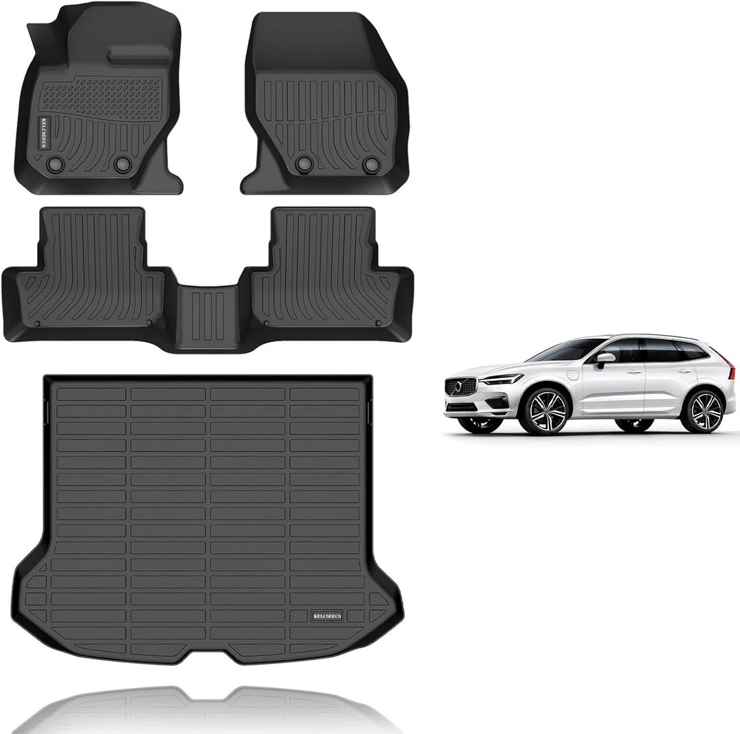KELCSEECS Floor Mats & Cargo Liner Custom for 2010-2017 Volvo XC60 All Weather Protection TPE Floor Liners Front& Rear Row Full Set Volvo XC60 Accessories Black