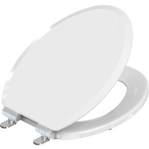 Pro Elite Heavy-Duty Wood Toilet Seat Elongated, White, Magnetic Quick-Release Easy-Clean and Change, HushMotion Soft Close, StainShield High-Gloss Finish, Arch-Tite Secure Fit