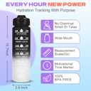 Water Bottle with Straw, 32oz Motivational Water Bottles with Time Marker, LeakProof Tritan BPA Free,Sports Water Bottle with Handle for Women Man Gym Fitness Outdoor (Black)