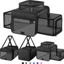 Top and 2 Sides Expandable Cat Carrier 18x11x11, TSA Airline Approved Dog Carriers for Small Dogs, Soft-Sided Pet Carrier with Self-Locking Zippers for Kitten,Rabbit, Puppy, Guinea Pig Black