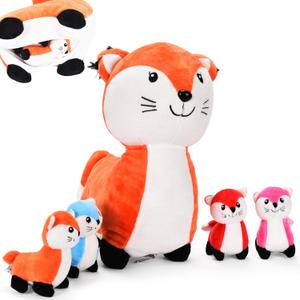 Stuffed Fox Baby - Cute Plush - Huggable Mommy Fox and 4 Adorable Baby Foxes - Multicolored Stuffed Animal for Babies - Perfect as Pillow and Play Companion-Adorable Foxy Family
