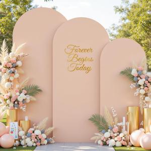 Nude Arch Covers 3 Set - 6FT, 6.6FT, 7.2FT Nude Arch Backdrop Cover Spandex Wedding Arch Stand Covers for Bridal Shower Wedding Baby Shower Birthday Party Banquet Photo Background Decorations
