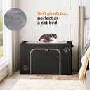 Cat Litter Box Enclosure with Cat Bed; Hidden Enclosure Litter Tray in Living Room, Bedroom, Corner; Kitten Washroom Fit Most of Litter Box; Large Pet Litter Box Pee Shield