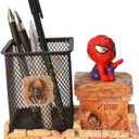 BREIS Spiderman Pen Holder, Creative Novelty Office Desk Decorations Man boy Girls Gadgets Stationery Storage Box Unique Gifts for Spiderman Fans (Red-A)