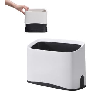 Cat Litter Scoop Holder Universal Scooper Storage Caddy for Most Kitty Poop Shovel, Durable Removable Pet Pooper Stand for Plastic / Metal Waste Scoops, Double-Layer Mini Desktop Trash Can - L White