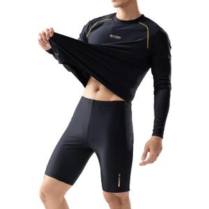 361 Swim Jammers for Men Rash Guard Long Sleeve Team Swimsuit UPF 50+ Triathlon Suit Endurance Quick Dry Sizes M-3XL (Black, XXL)