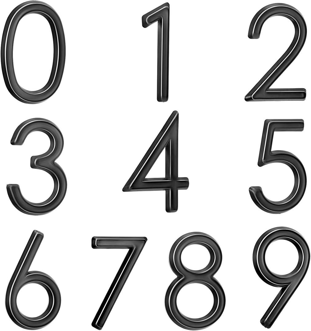20 Pieces Mailbox Numbers 3D Door Numbers 0-9 Self-Adhesive 2 Inch Address Stickers Street House Signs for Residence, Apartment, Office Room, Mailbox (Black)