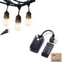 Brightech Bundle: Ambience Pro Waterproof LED Outdoor String Lights - Hanging, Dimmable 2W Vintage Edison Bulbs - 48 Ft + Outdoor Dimmer Plug