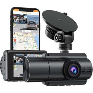 LAMONKE 4K Dual Dash Cam Front 4K Inside 1080P with GPS Wi-Fi Night Vision Supercapacitor Parking Mode G Sensor Loop Recording 256GB Support