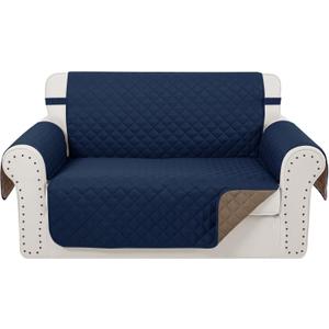 Reversible Loveseat Sofa Covers Couch Cover Furniture Protector(Loveseat, Navy/Camel) (Loveseat-Oversized(54"))