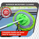 Car Wash Brush Long Stainless Steel Handle Microfiber Car Cleaning Brush Kit for Car RV Truck (Mop)