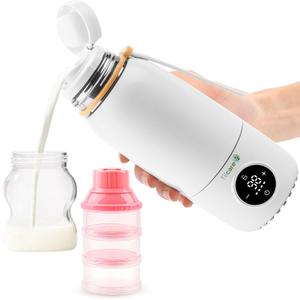 Portable Bottle Warmer for Travel - 17oz 12H Baby Bottle Milk Warmer, Fast Heat Travel Bottle Warmer for Breastmilk, USB Calentador De Biberones on The Go - Wireless Car Bottle Water Warmer, Orange