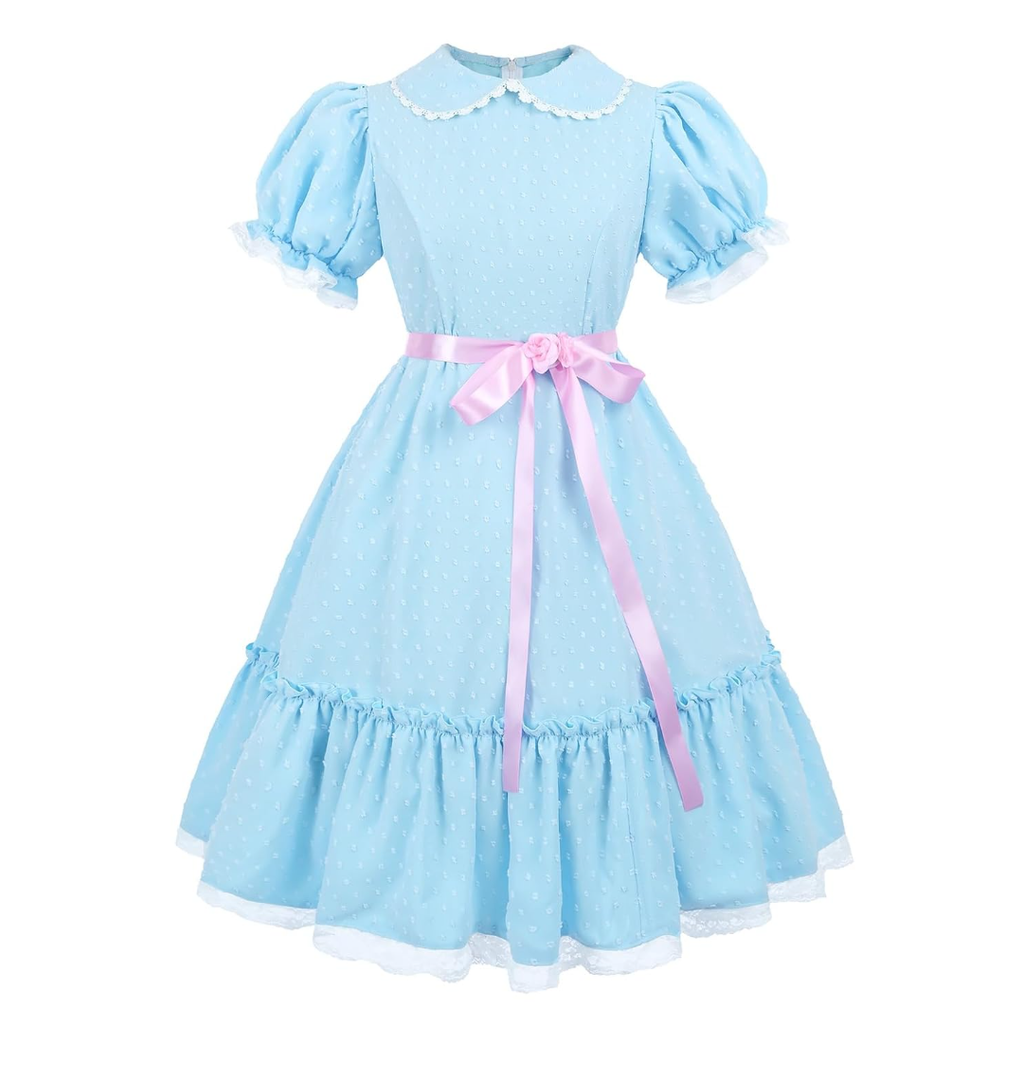 LTAKK Women Grady Twins Costume Creepy Doll Twins Dresses Adult Scary Halloween Cosplay, M