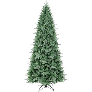 7 FT Artificial Skinny Christmas Tree,Unlit Blue Spruce Slim Pencil Xmas Tree with 1552 PE&PVC Mixed Branch Tips,Hinged Pine Tree with Metal Stand for Home Office Dcor