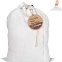 LFH Home Cotton Canvas Extra Large Laundry Bag with Handle, Heavy Duty Drawstring Closure Washable Laundry Bags School Travel, Home, Hotel, College Dorm, Organizer Sack, Toys 28x40-White