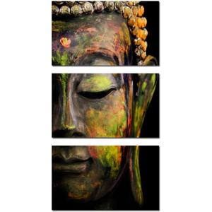 KREATIVE ARTS - Modern Buddha Head Portrait Painting Printed On Canvas Religion Wall Art Triptych Canvas Painting Home Decoration Wall Murals Ready to Hang