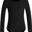 DANSHOW Girls' Team Basic Long Sleeve Leotard for Toddler Gymnastics Dance Ballet (XL (Age:8-10Y), Black)