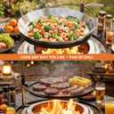 onlyfire Direct Mount Tabletop & Cooking Kit Combo for Solo Stove Bonfire 19.5 inch Fire Pit, 40" Round Heat-Resistant Surround Tray, Height-Adjustable Swivel BBQ Grate, Stainless Steel Griddle Plate