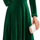 BeryLove Women Velvet Dress Cocktail Party Evening Dresses Long Sleeve Wedding Guest Formal Dresses (Green, L)