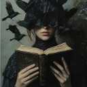 Gothic Crows Paint by Numbers Kit for Adults Framed Canvas, Frameworkless Size: 16*24