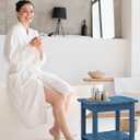 SERWALL Shower Bench, 18" Shower Stool for Inside Shower, HDPE Waterproof Shower Seats for Adults with Storage Shelf & Handles, 360 lbs Capacity- Blue