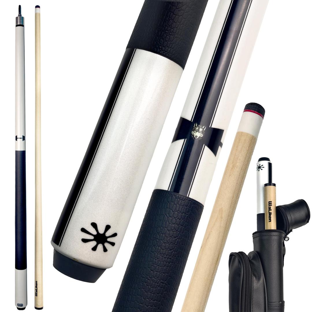 WaLiken Premium Pool Cue Stick with Multi-Layer Tip, Canadian Maple Shaft, Piano Finish Design, Textured Non-Slip Grip, Includes Leather Cue Case, Professional Billiard Cue for Accuracy & Control