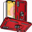 Samsung Galaxy A01 Phone Case, Samsung A01 Phone Case with Screen Protector, Military Grade Protective Cases with Ring for Samsung Galaxy A01 (Red)