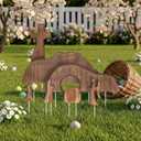 Thyle 7 Pcs The Empty Tomb Easter Scene and Cross Decoration Easter Jesus Resurrection Yard Sign with Stakes Jesus Nativity Scene Religious Christian Decoration for Outdoor Garden Porch Lawn