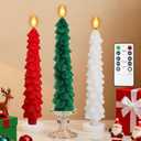 PChero Christmas Tree Candles with Remote Timer, 2 Pack 9.7 Inches Real Wax Flameless Window Candles Battery Operated Taper Candle Sticks for Xmas Fireplace Holiday Party Home Room Decor