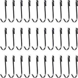 Teaaha 30 PCS J Hooks for Hanging, 2.4 Inch Clip-On Stainless Steel Wire Shelf Hooks, J Shaped Rack Hanger Sink Grid Hook for Hanging Closet, Kitchen Utensil, Pot, Pan, Bags