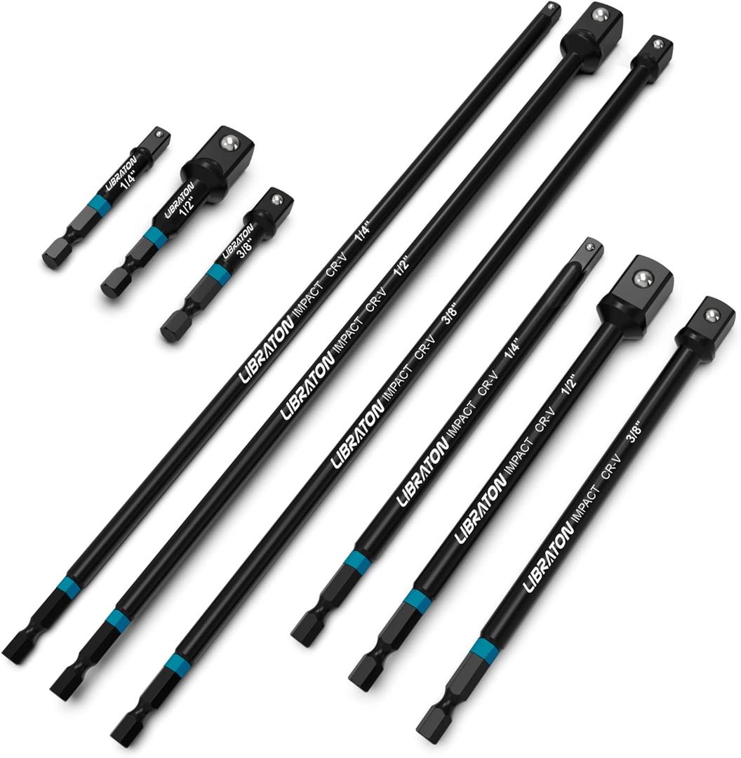 Libraton Impact Grade Socket Adapter Set, 3" 6" 12", Drill Socket Adapter, Socket Driver Adapter, Drill Socket Adapter Extension, Adapter Power Drill to Torque Impact Wrench