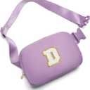 Gitus Birthday Gifts for 8 9 10 11 12 13 Year Old Girls Personalized Fanny Pack Crossbody Bags with Initial Letter Patch Belt Bag for Teen Girls Cute Trendy Stuff Travel Essentials (Lavender-D)