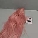 Baruisi Long Curly Wavy Pink Wigs for Women Side Part Natural Looking Cosplay Synthetic Heat Resistant Replacement Wig, Light Pink