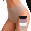 ASIMOON Womens High Waisted Underwear No Show Seamless High Cut Bikini Plus Size Cheeky Panties Postpartum Briefs, XL