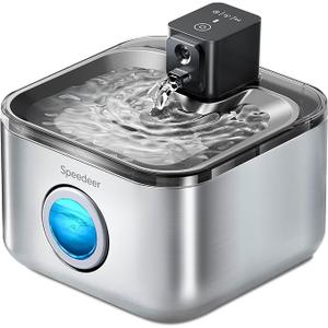 Wireless Cat Water Fountain Stainless Steel, 135oz/4L Pet Fountain Battery Operated, Cordless Running Water Dispenser for Cats & Dogs with Motion Sensor, Ultra Quiet, Multi-Filtration