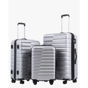 COOLIFE Expandable Suitcase PC ABS TSA Luggage 3 Piece Set Lock Spinner Carry on (sliver)