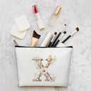 Monogrammed Makeup Bag Gifts for Women, Personalized Initial Letter X Small Cosmetic Bag for Purse Zipper Travel Toiletry Bag Birthday Gift for Friend Daughter Wedding Gift for Bridal Bridesmaid -B22