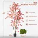 Tall Faux Plastic Silk Plants Large Artificial Bamboo Tree Indoor Outdoor Realistic Floor Plant Potted Fake Nandina Trees for Home Living Room Office Front Porch Patio decoracion Housewarming Gift