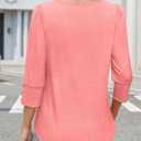 Womens Tops 3/4 Sleeve with Buttons Dressy Casual Blouses Summer Outfits Beach Vacation Plus Size Spring Clothes (Pink, L)